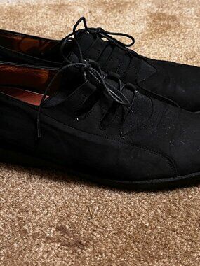 Sebago woman's shoes, black sueded with elastic/tie, size 9N, like new